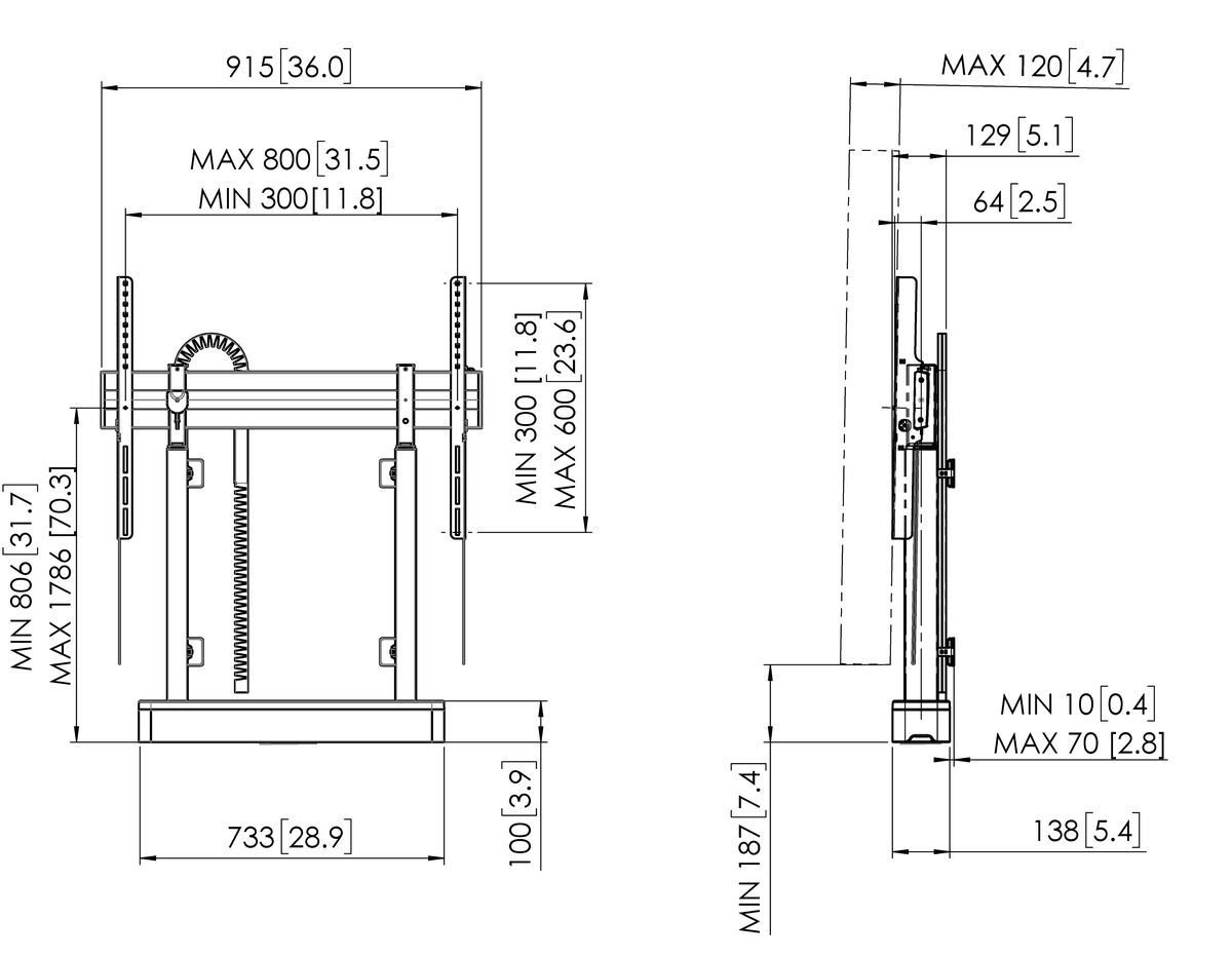 Vogel's RISE 2008 Motorized Display Lift floor-wall Solution 80 mm/s (white